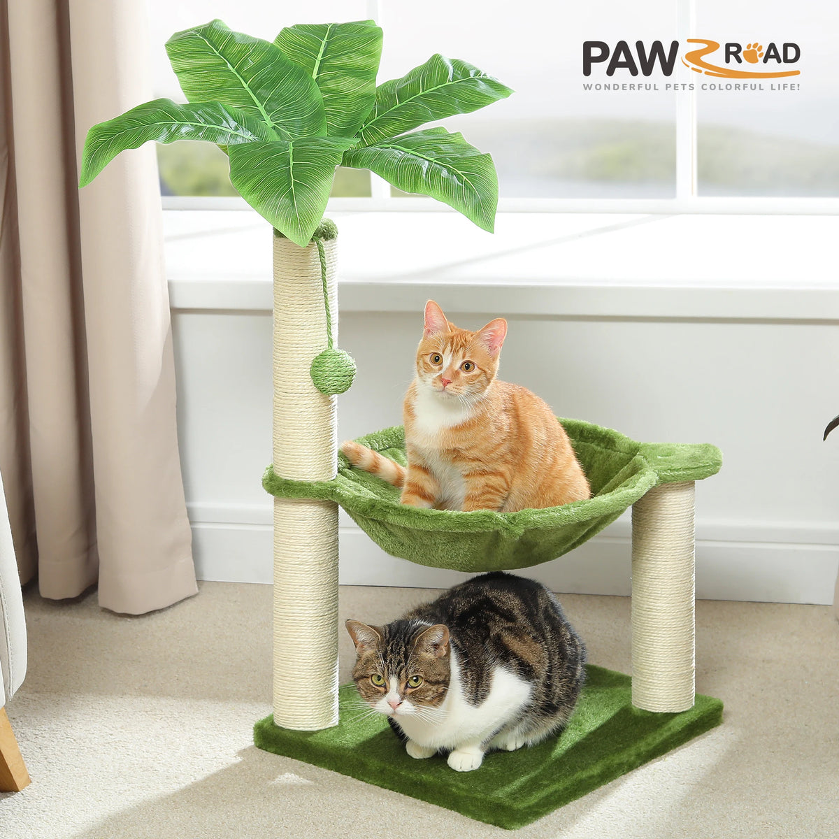 Cactus Cat Tree Small Cat Tower with Spacious Condo,Cozy Hammock,Dangling Ball,Scratching Post Cat Accessories for Indoor Cats