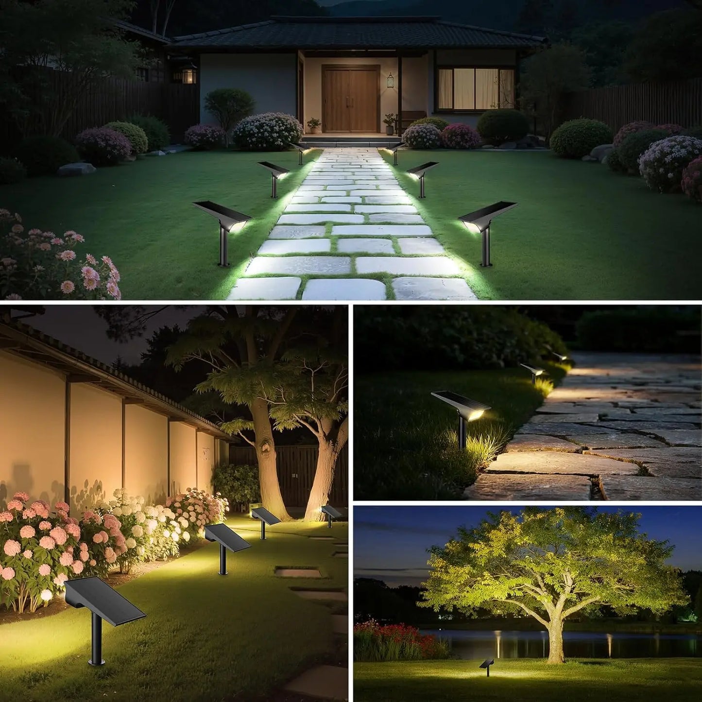 Intelamp 3 Color Modes Solar Spot Lights Garden Landscape