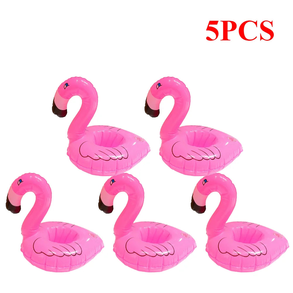 1-20 Pcs Tropical Flamingo Party Decoration Cup Holder Pvc Water Float Inflatable Drink Cup for Adults Pool Drinkware Tray Decor