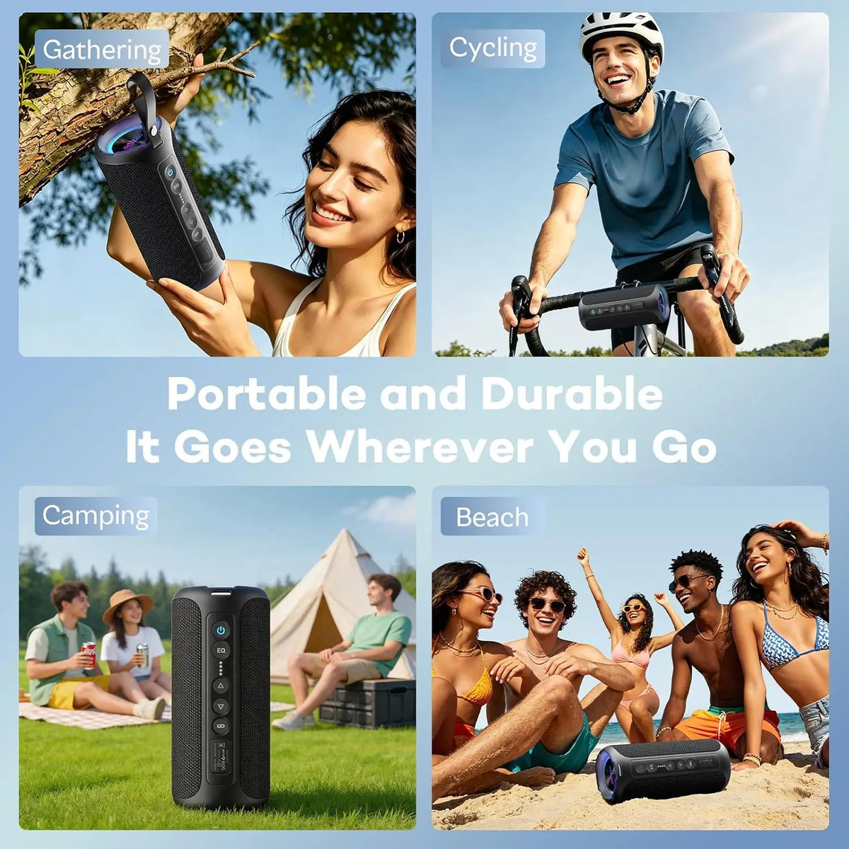 Ortizan Bluetooth Speaker, 40W Peak Outdoor Portable Loud Speakers Wireless with Deep Bass, USB/AUX/TF Card Port, RGB Light, TWS Stereo, EQ, IPX7 Waterproof for Party, Beach, Kayaking, Camping, Backyard, Garage