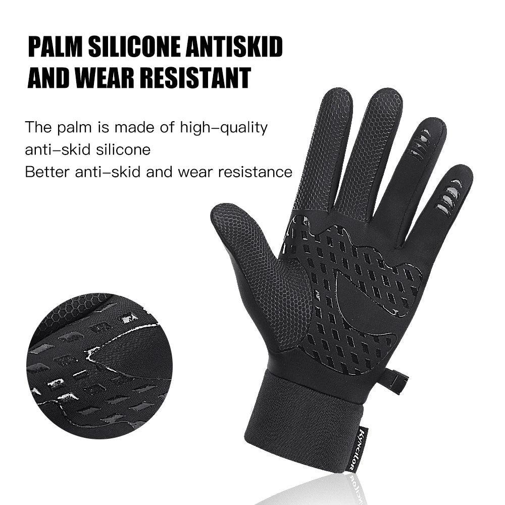 1 Pairs Winter Gloves Mens Touchscreen Non-Slip Unisex Waterproof Windproof Warm Cycling Cold Gloves Fashion Zipper Sports Glove