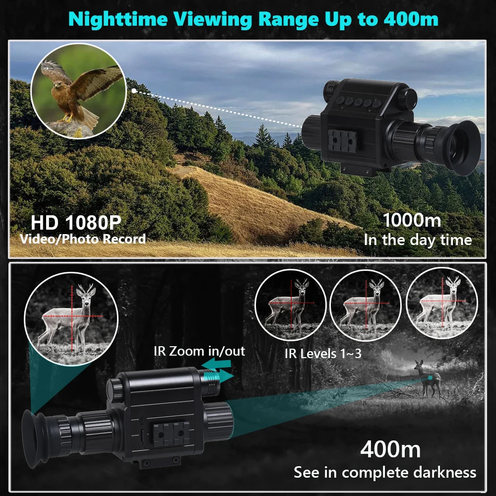 Megaorei M5 Night Vision Monocular Infrared Scope Sight Camera Digital 5X Zoom 940nm IR HD 1080P For Hunting Surveillance Day Night Wildlife Observation