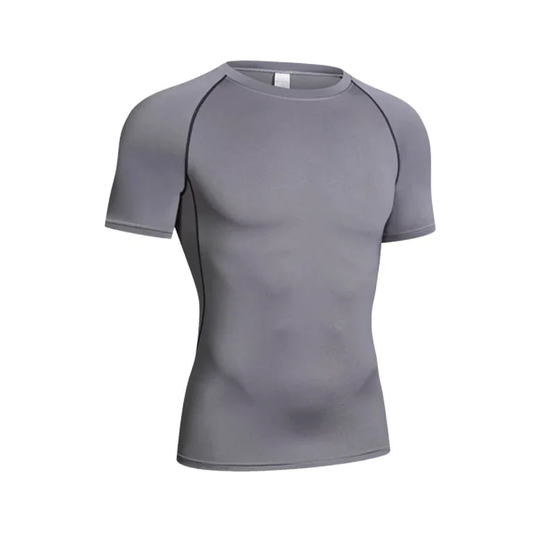 Men Black Long Sleeve Compression Shirt Quick Dry UV Protection Fitness Running Sport Baselayer Top