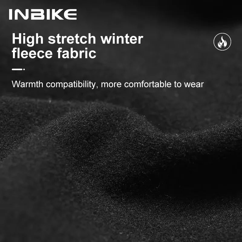 INBIKE Men‘s Winter Thermal Fleece Cycling Bib Tights 3D Padded Windproof MTB Bike Tights Road Bike Leggings Cold Weather Gear