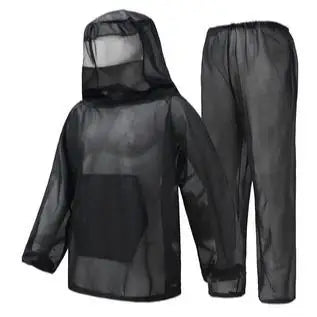 Full Body Mosquito Suit Mesh Bug Jacket and Pants Set with Hood Ultra-Fine Insect Netting Protective Clothing for Outdoor Fishing Camping Hiking Hunting Beekeeping Breathable Lightweight Gear
