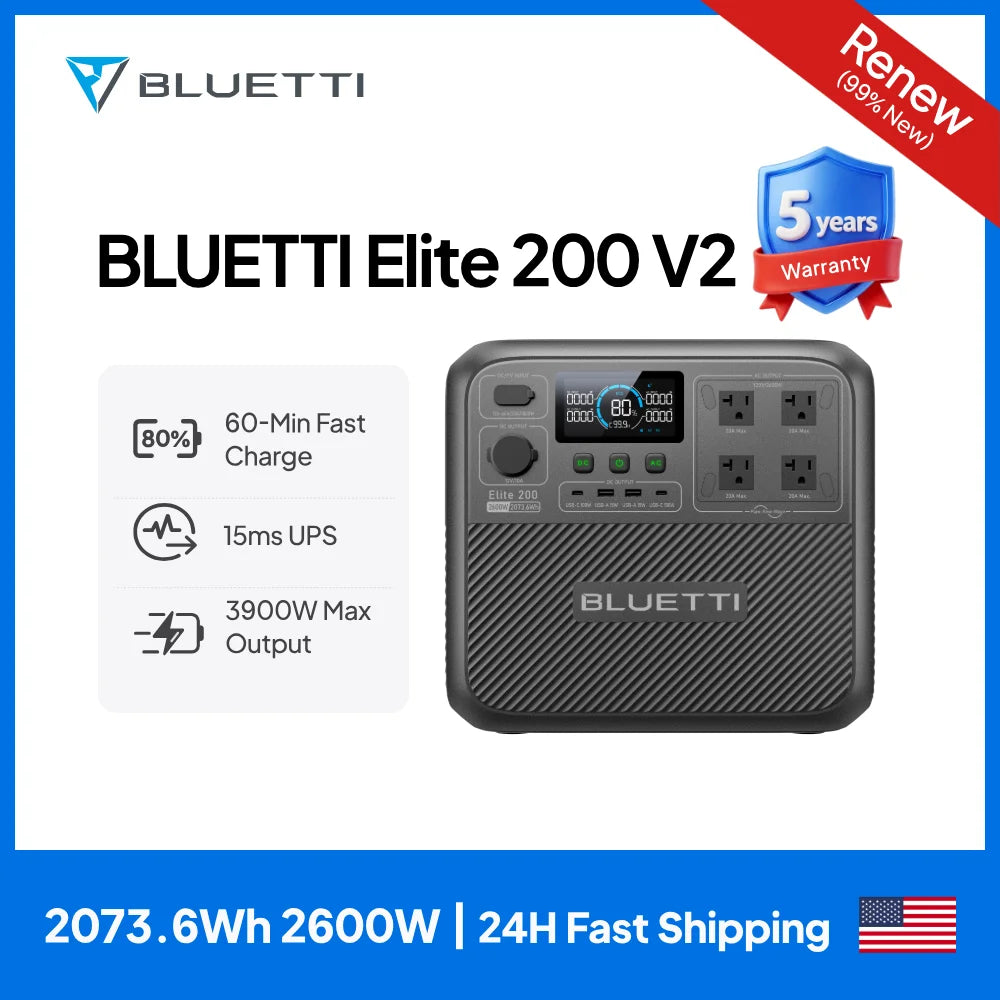Bluetti Elite 200 V2 Portable Power Station 2600W Solar Generator