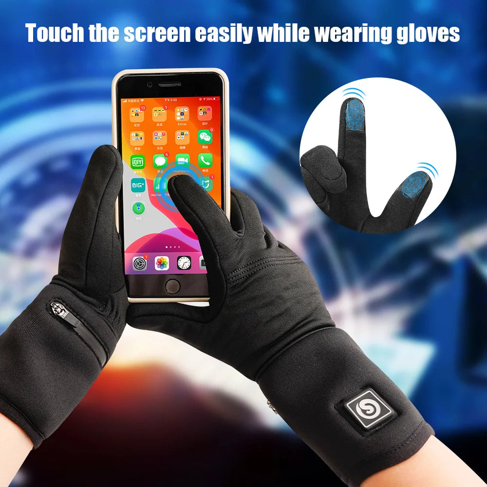 SAVIOR Winter Thermal Heated Gloves For Adult Rechargeable Battery Goatskin Leather Wind Waterproof Warm Hand Ski Gloves 3 Gears