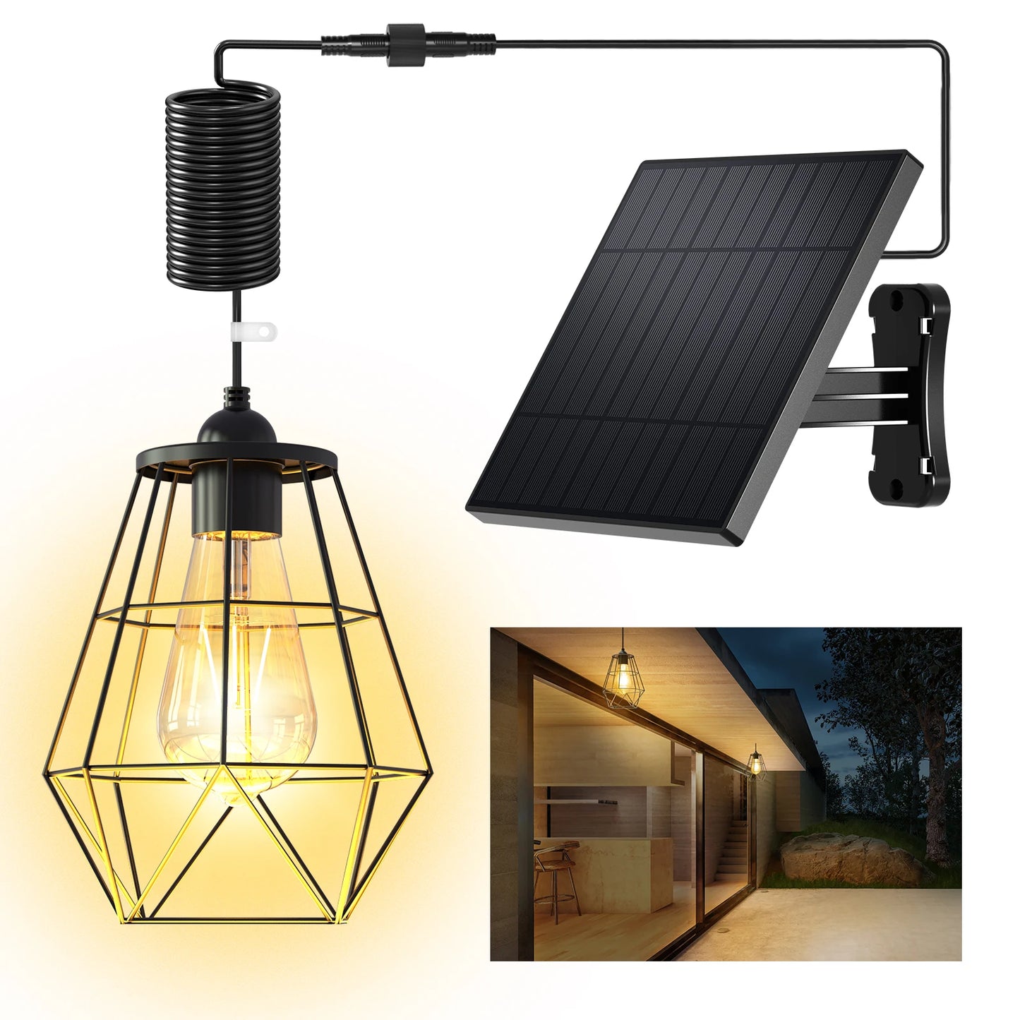 Intelamp Waterproof Solar Pendant Lights For Indoor And Outdoor