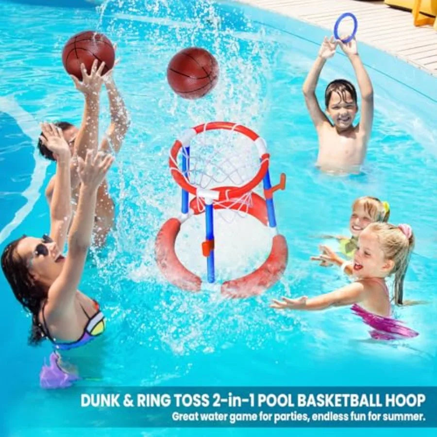 Pool Basketball Hoop Floating Basketball Hoop for Pool Toys for Birthday Gifts, Summer Outdoor Swimming Pools Party Favors, 2-i