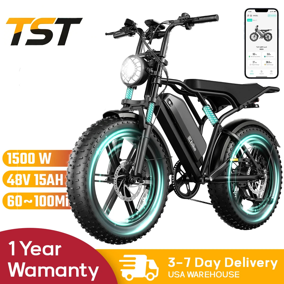 TS TST GRP LLC TST R002 1500W Electric Mountain Bike
