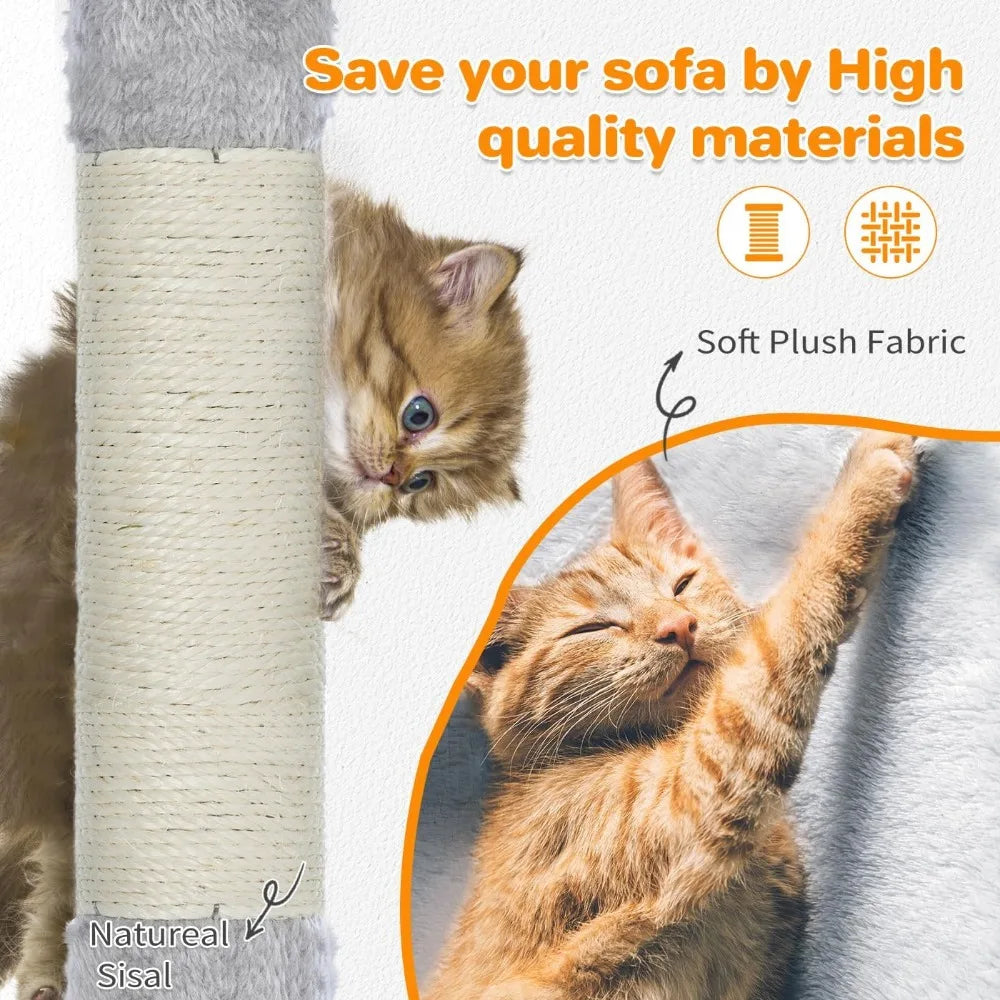 54 Inch Multi Level Cat Tree with Condos Scratching Posts Toys Indoor Activity Tower Light Grey