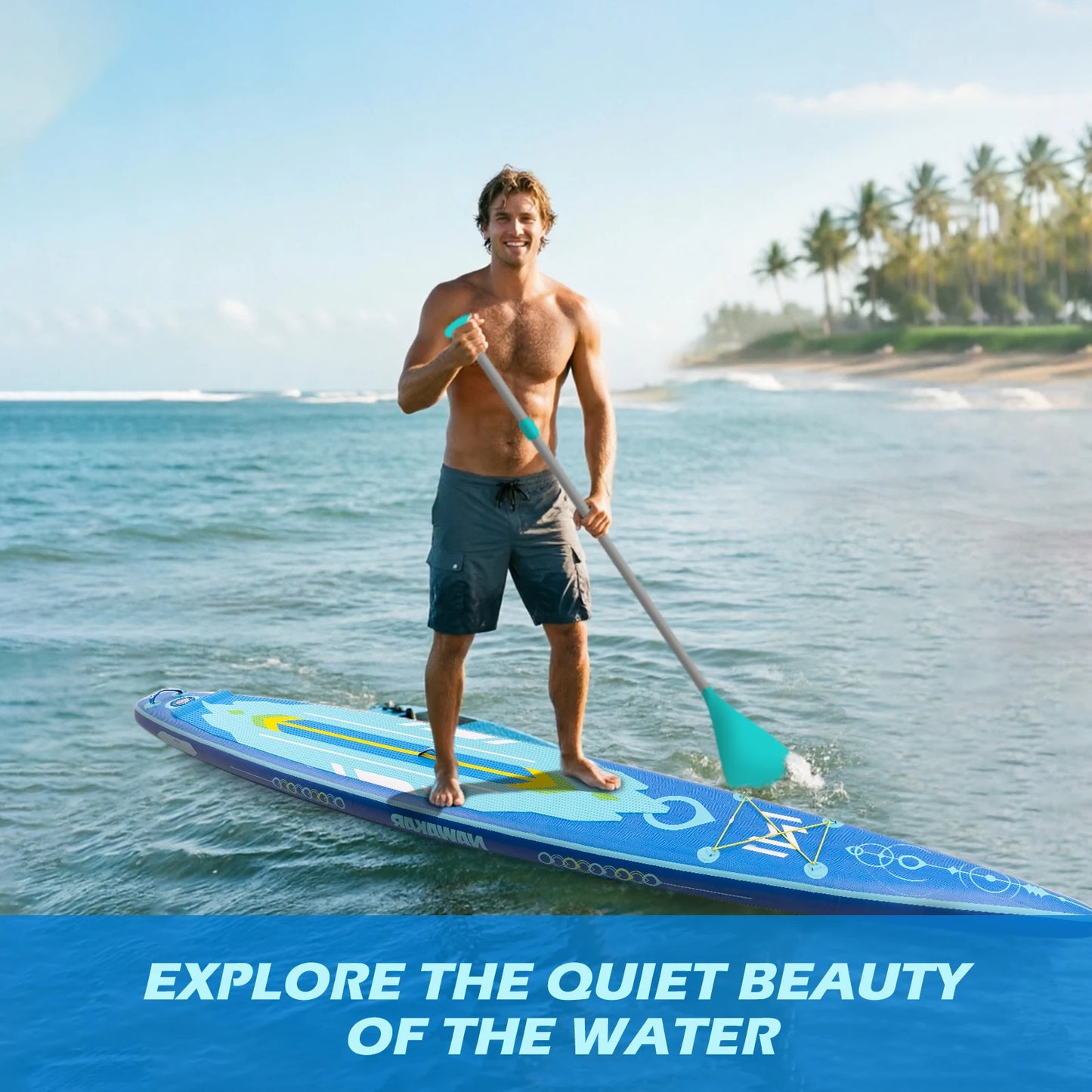 NAWAKAR NW02A 14FT 26" Inflatable Stand Up Paddle Board Double-Chamber Racing ISUP Premium Complete Set 180KG Capacity Adult SUP