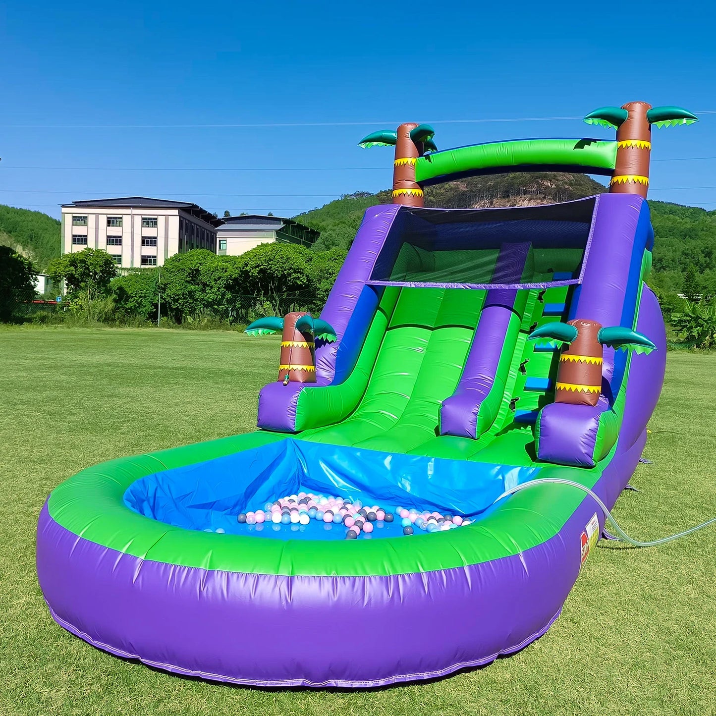Inflatable water slide, Commercial Bounce House with Water Slide PVC and a 1100W Air blower 21ft/6.4M