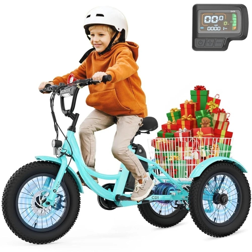 Youth Electric Trike 250W Three-Wheel Fat Tire Aluminum Frame