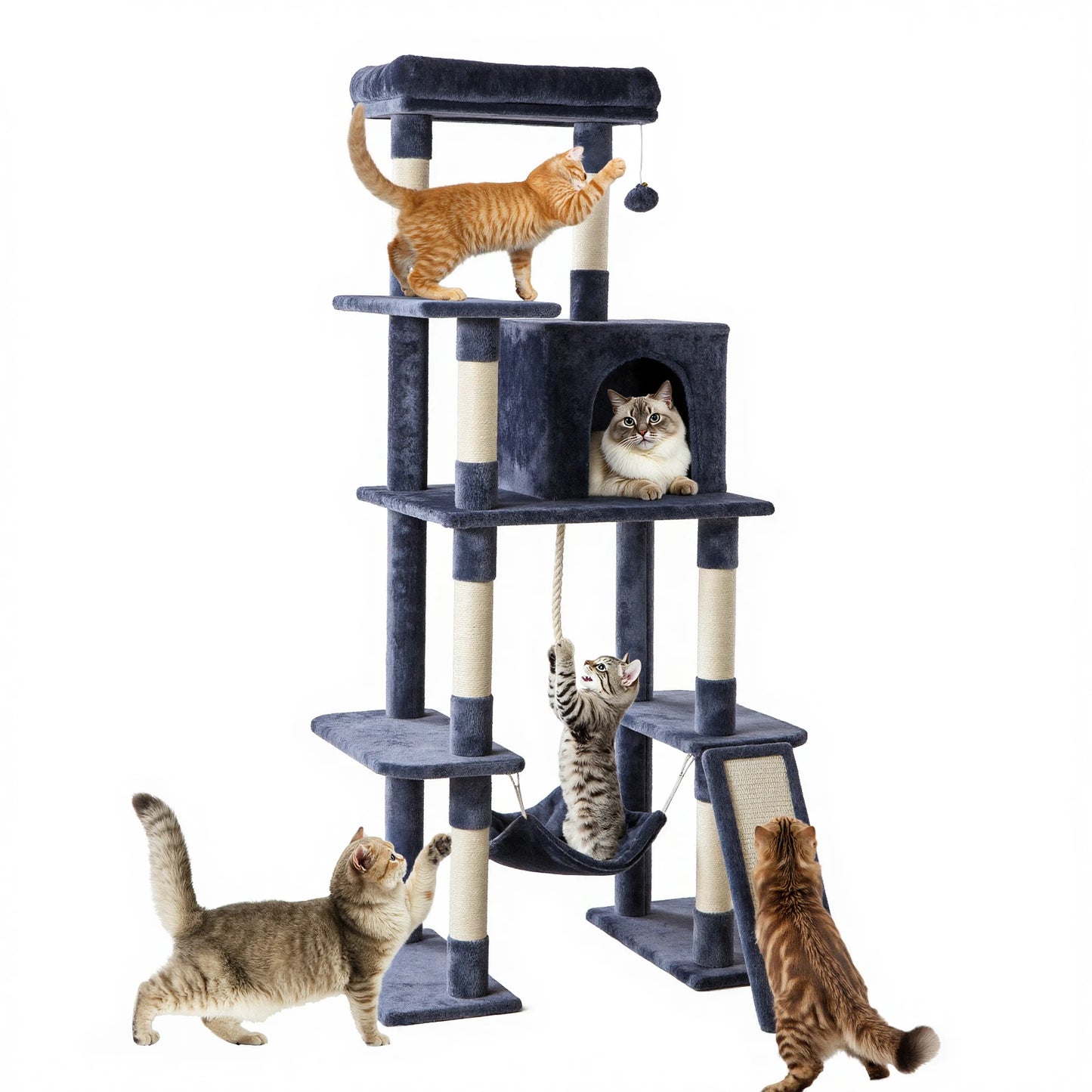 JHK Multi Level Cat Tree With Durable Sisal Scratching Posts