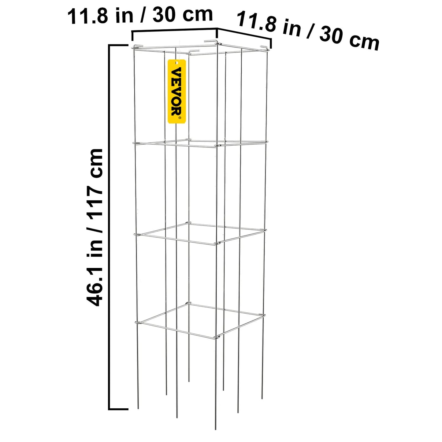 VEVOR Tomato Cages Plant Support Cages 3/5/6/10 Pack Square Steel 3.3 /3.8 FT Green for Garden Plant Care Soil & Accessories