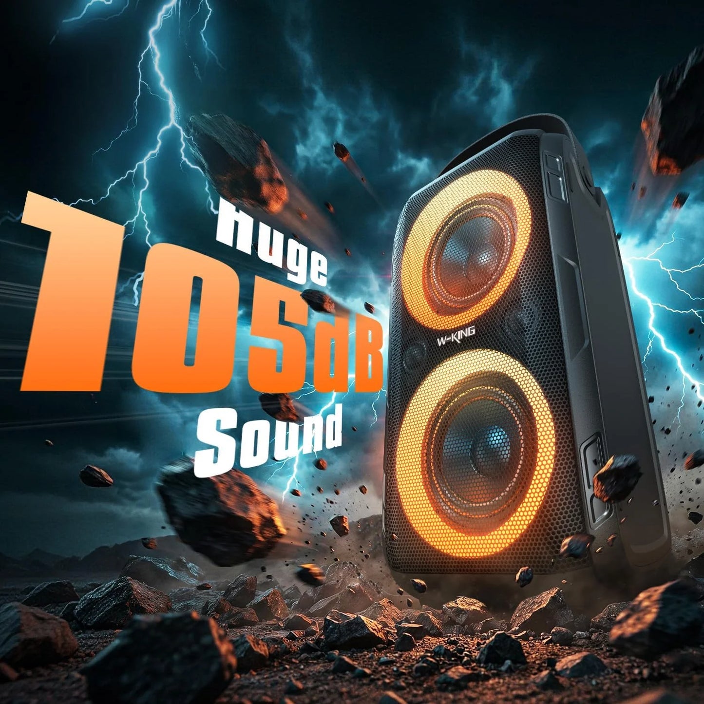 W-KING 180W Peak Party Large Bluetooth Speaker Bigest Boom Box Portable Wireless Removable Battery With Subwoofer USB Playback