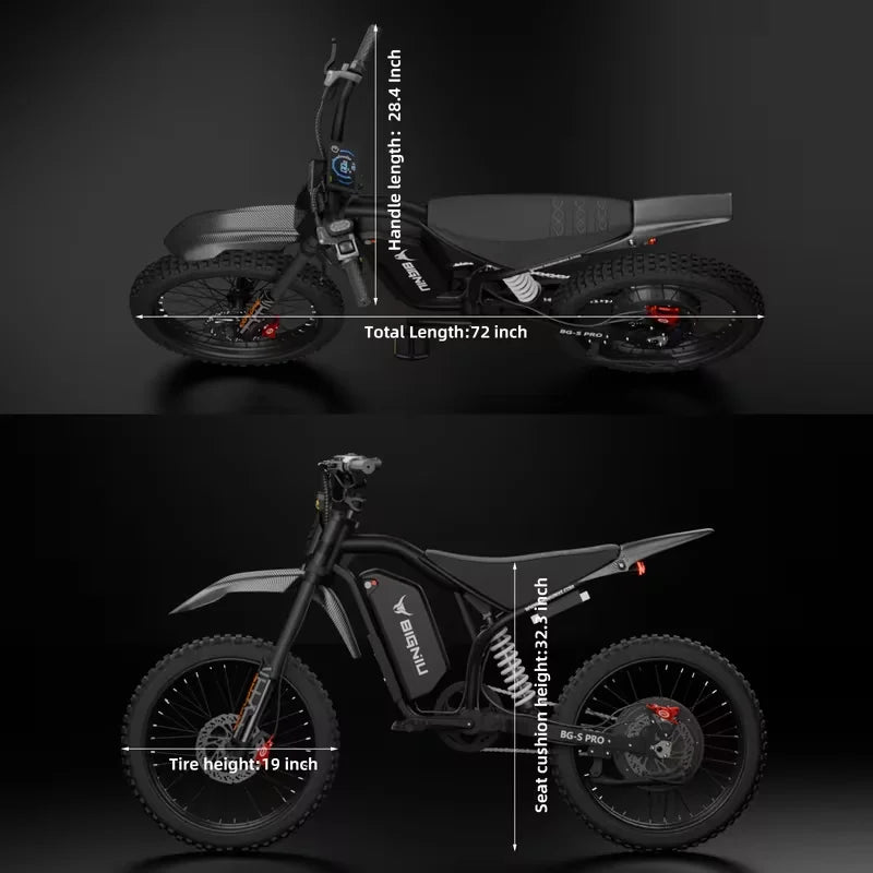BIGNIU BG-S Pro 3000W Electric Bike for Adults, 40+MPH Fat Tire E-Bike with Full Suspension & Hydraulic Brakes