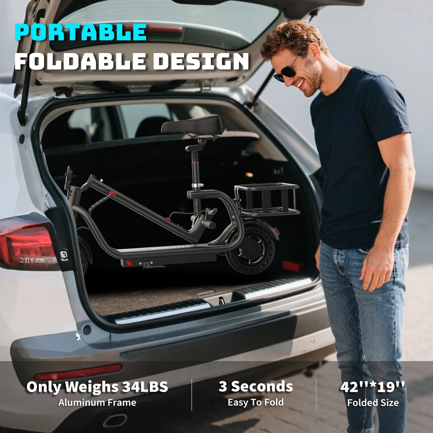 Aovopro Foldable Electric Bike With Basket And 17 Mile Range