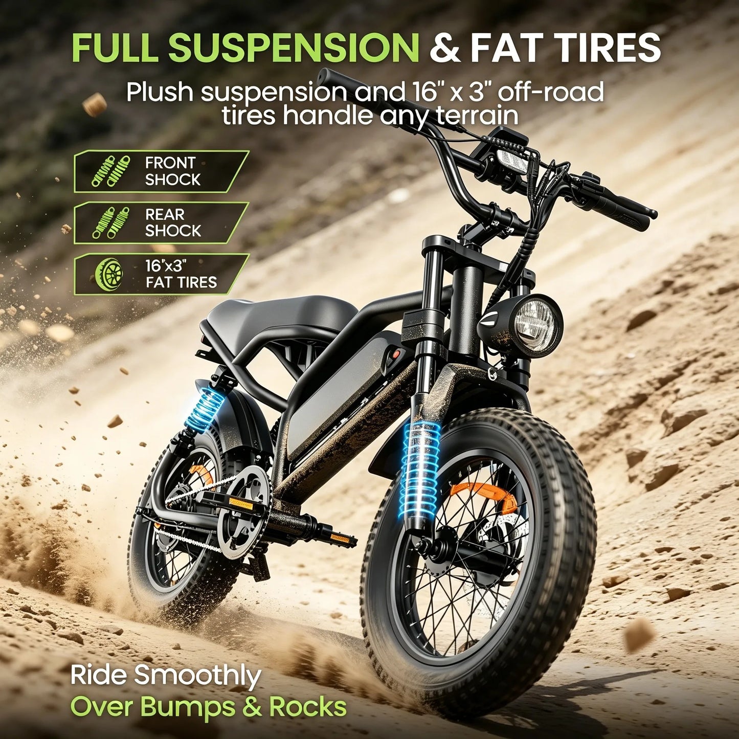 Eilleo Spacewalk 1500W Full Suspension Fat Tire Electric Bike