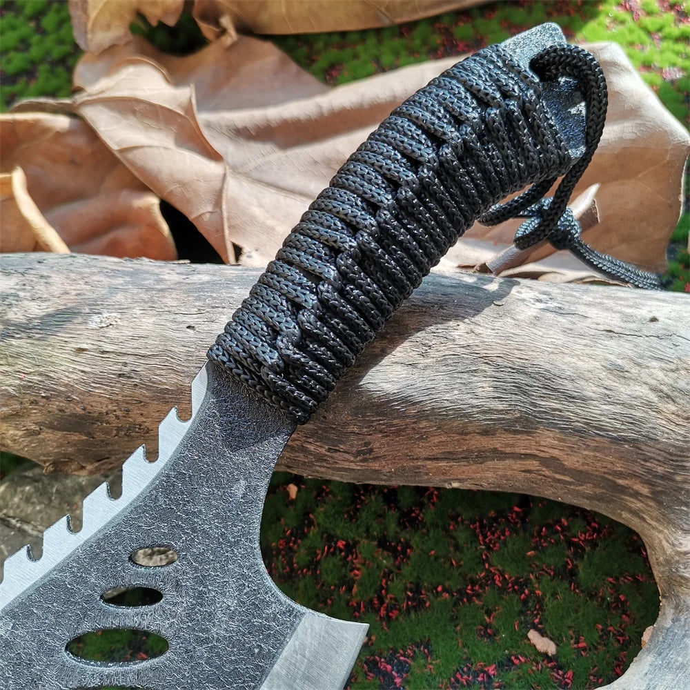 Stainless Steel Survival Hunting Tomahawk Ax - Lightweight Camping Hand Fire Ax with Paracord Handle and Nylon Sheath