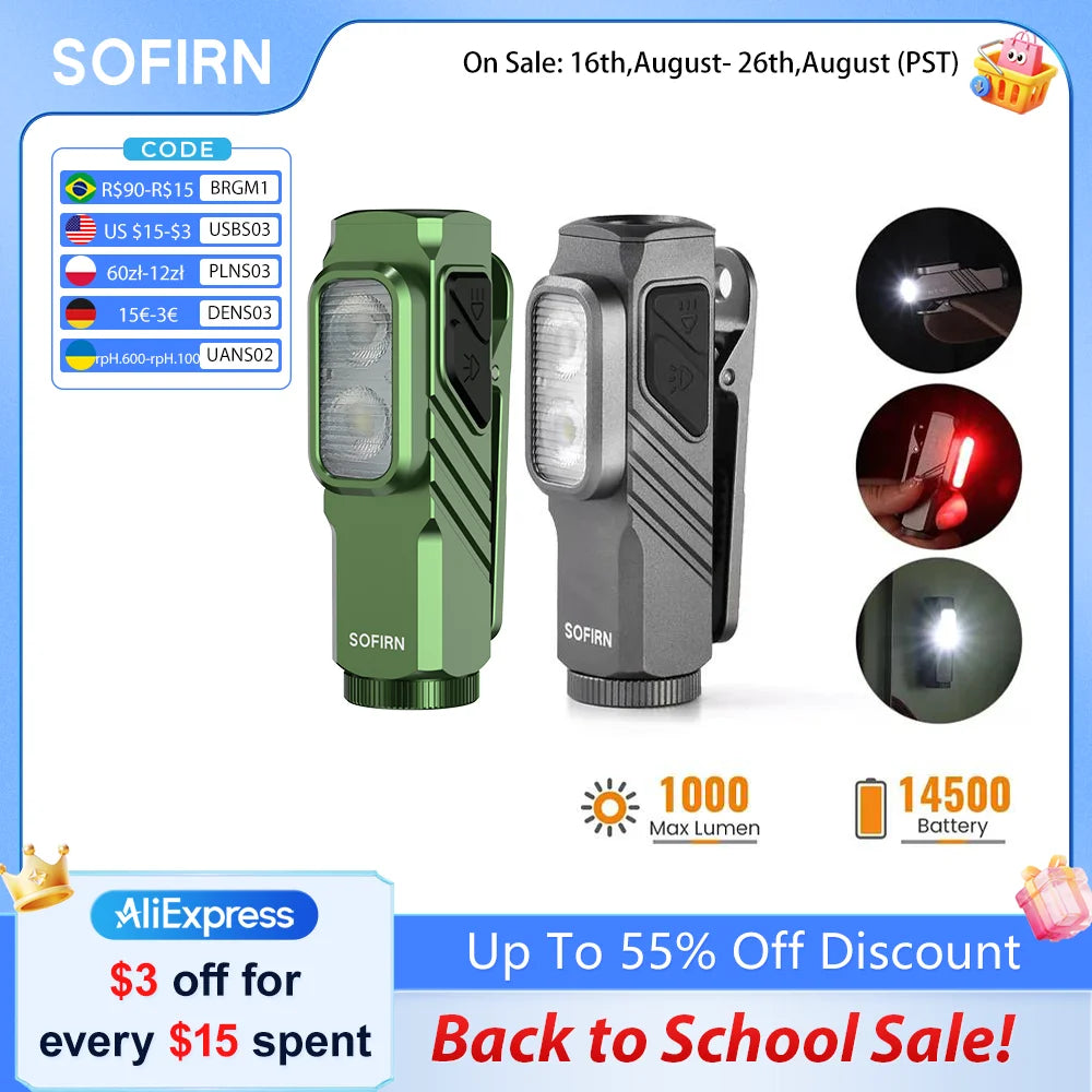 Sofirn St10 Rechargeable Edc Flashlight 1000lm Waterproof