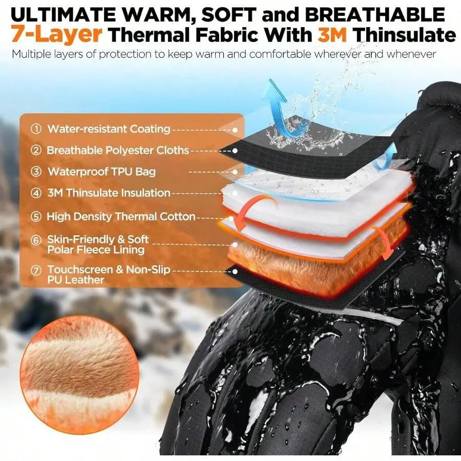 Winter Gloves Women Men Thermal Ski Gloves For Cold Weather With Warm Waterproof Touchscreen For Running Skiing Gift