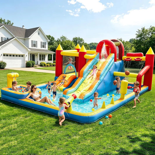Kids Jump And Slide Inflatable Bouncer With Heavy Duty Blower