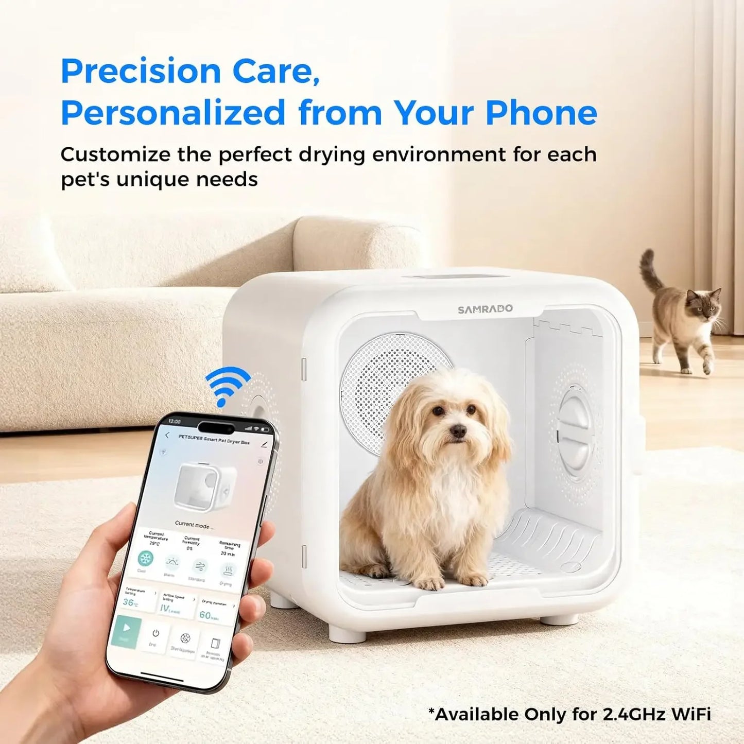 Automatic Pet Dryer Box for Cats & Small Dogs, 68L Dog Cat Dryer for Pet Grooming, Quiet 40dB Hands-Free Drying,, Customized