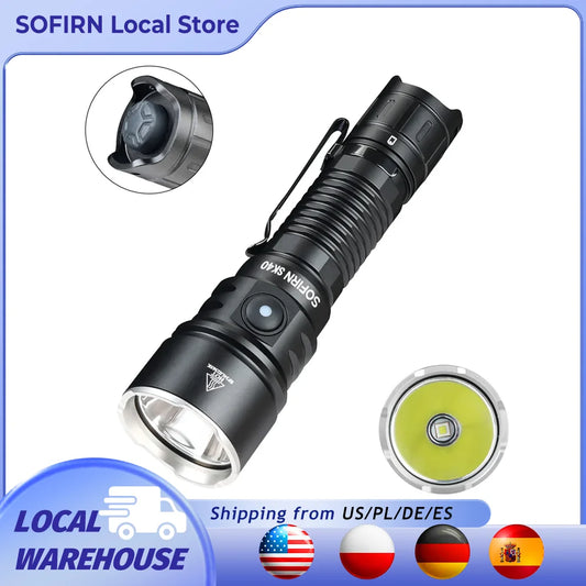 Sofirn SK40 SFT70 LED 3200lm Flashlight 21700 Rechargeable Powerful Torch 580M Long-Range With Spotlight