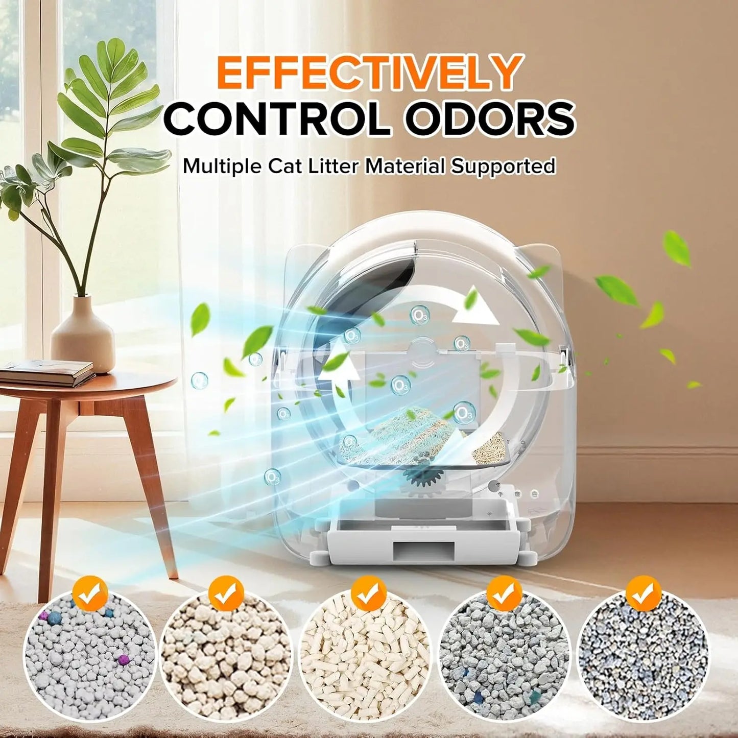 Self Cleaning Litter Box, 76L Automatic Cat Litter Box Self Cleaning for Multiple Cats, APP Control Safe Low Noise, Customized