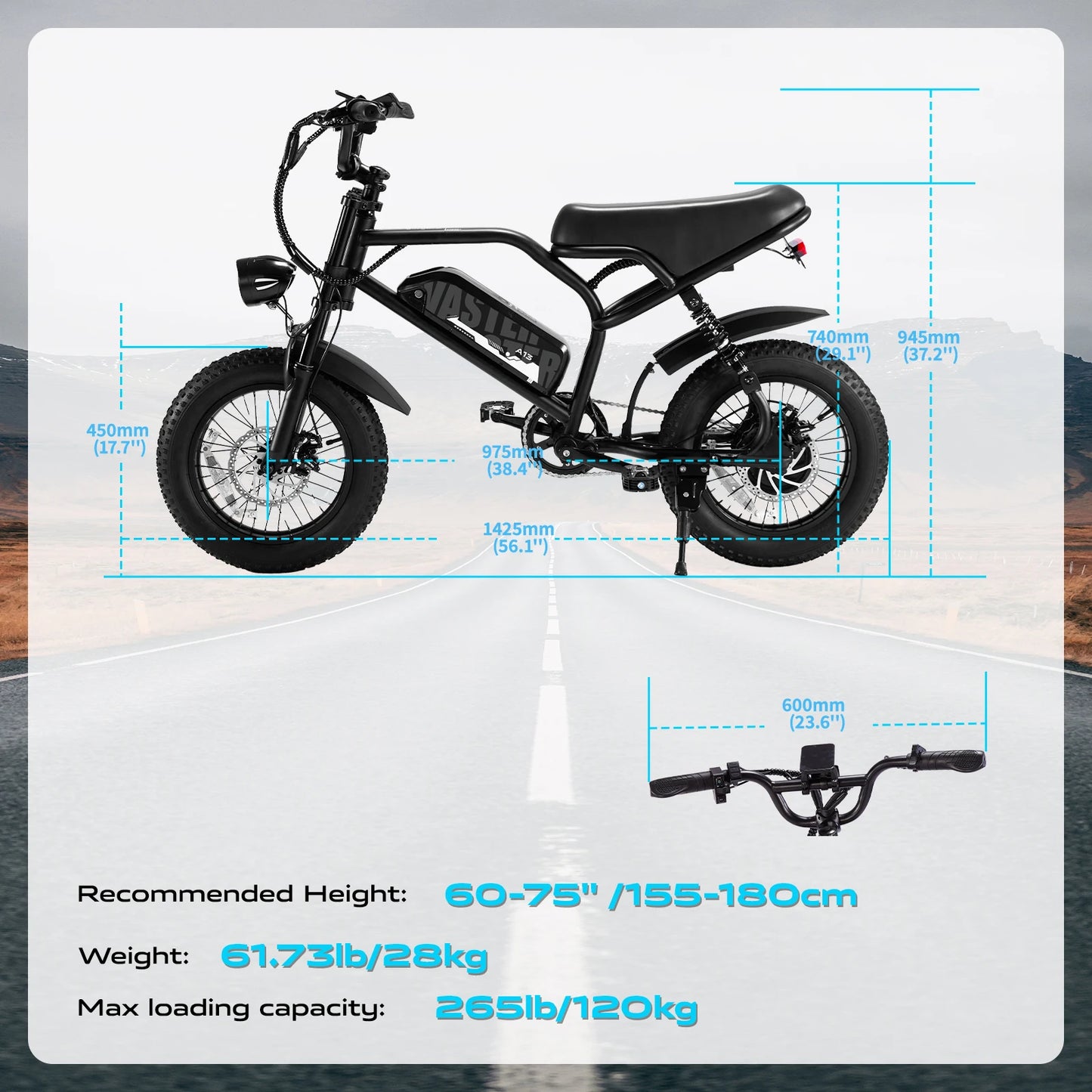 AVDLEU Mountain Electric Bike Fat Tire Ebike With Front Fork Suspension