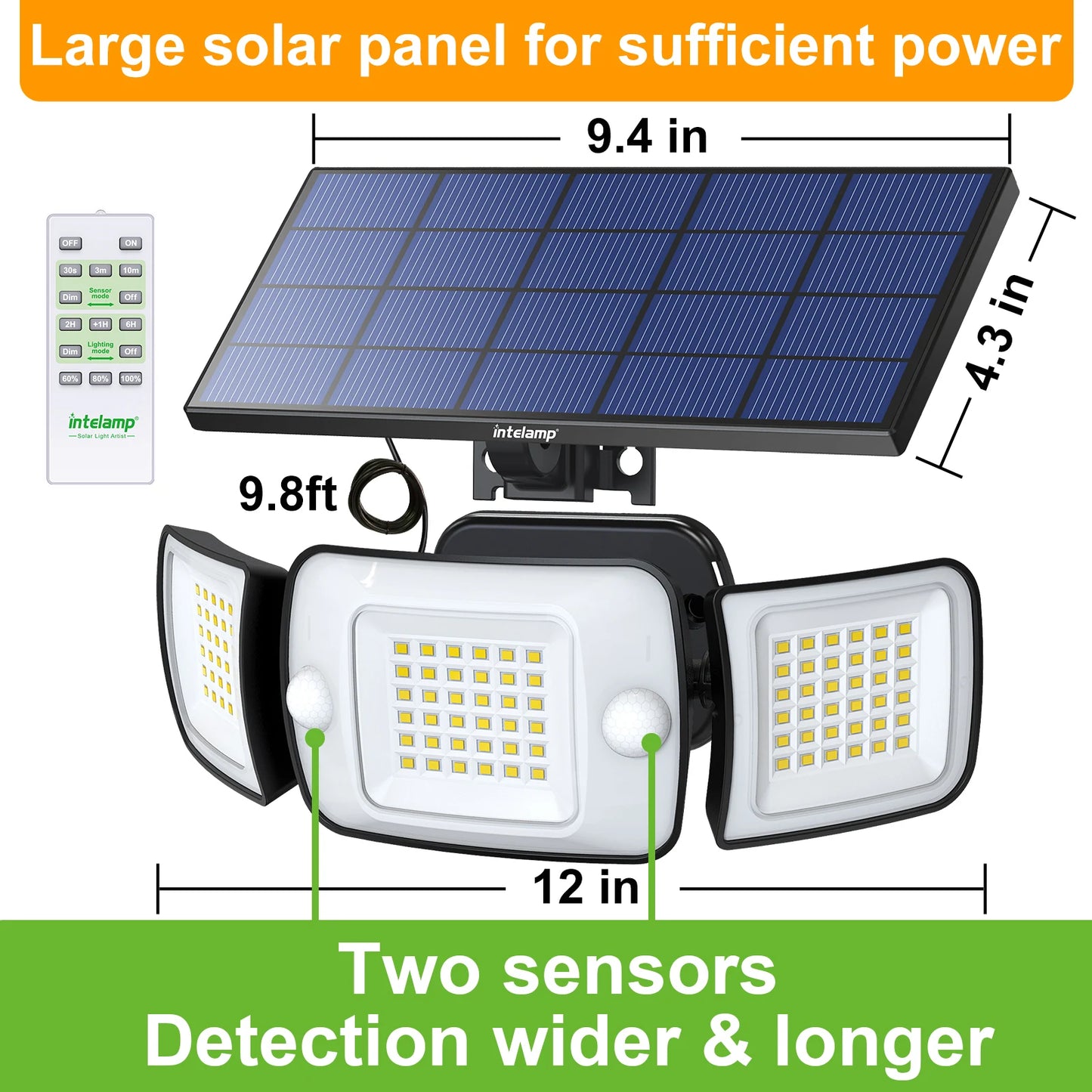 Intelamp Outdoor Solar LED Wall Lamp With Dual Motion Sensor