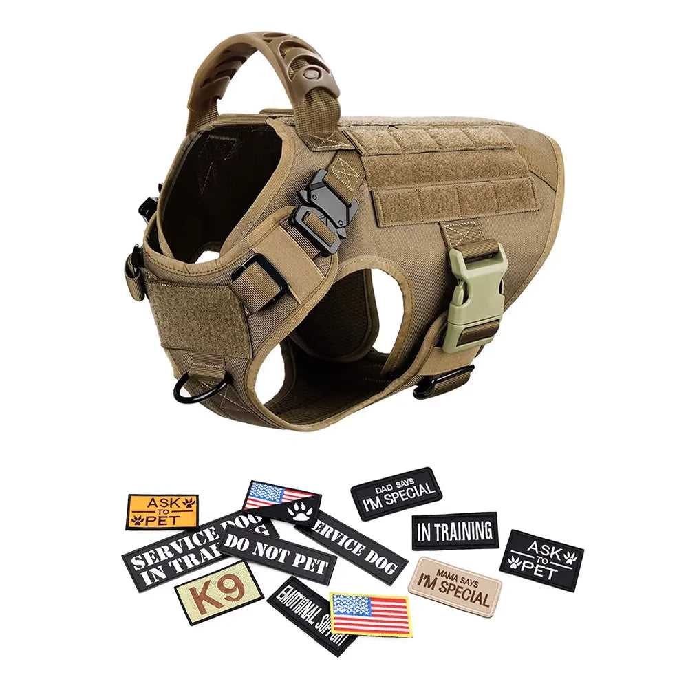 Professional Dog Harness Vest Set With Collar Leash And Patches