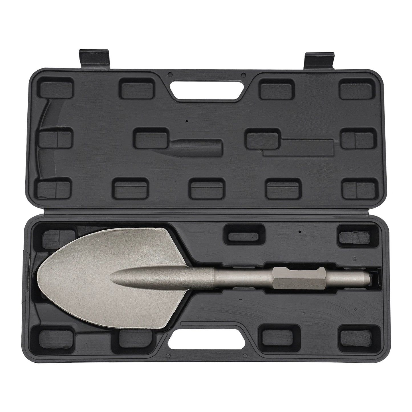 Shovel Chisel 40Cr Steel, Clay Spade 17.3x5.3in for Electric Hammer, Excavation Trenching Tool with Storage Box