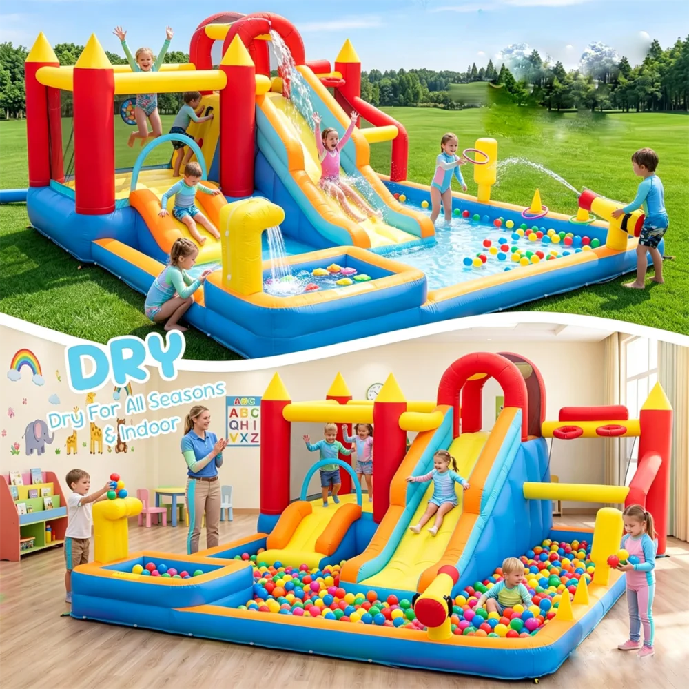 Kids Jump And Slide Inflatable Bouncer With Heavy Duty Blower