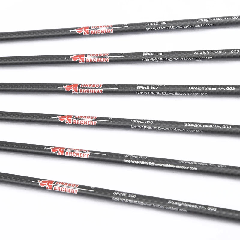 6/12pcs Linkboy Archery ID6.2mm Pure 100% 3K Carbon Arrows Shafts 32" Sp250-800 Compound Traditional Bow arco e flecha hunting