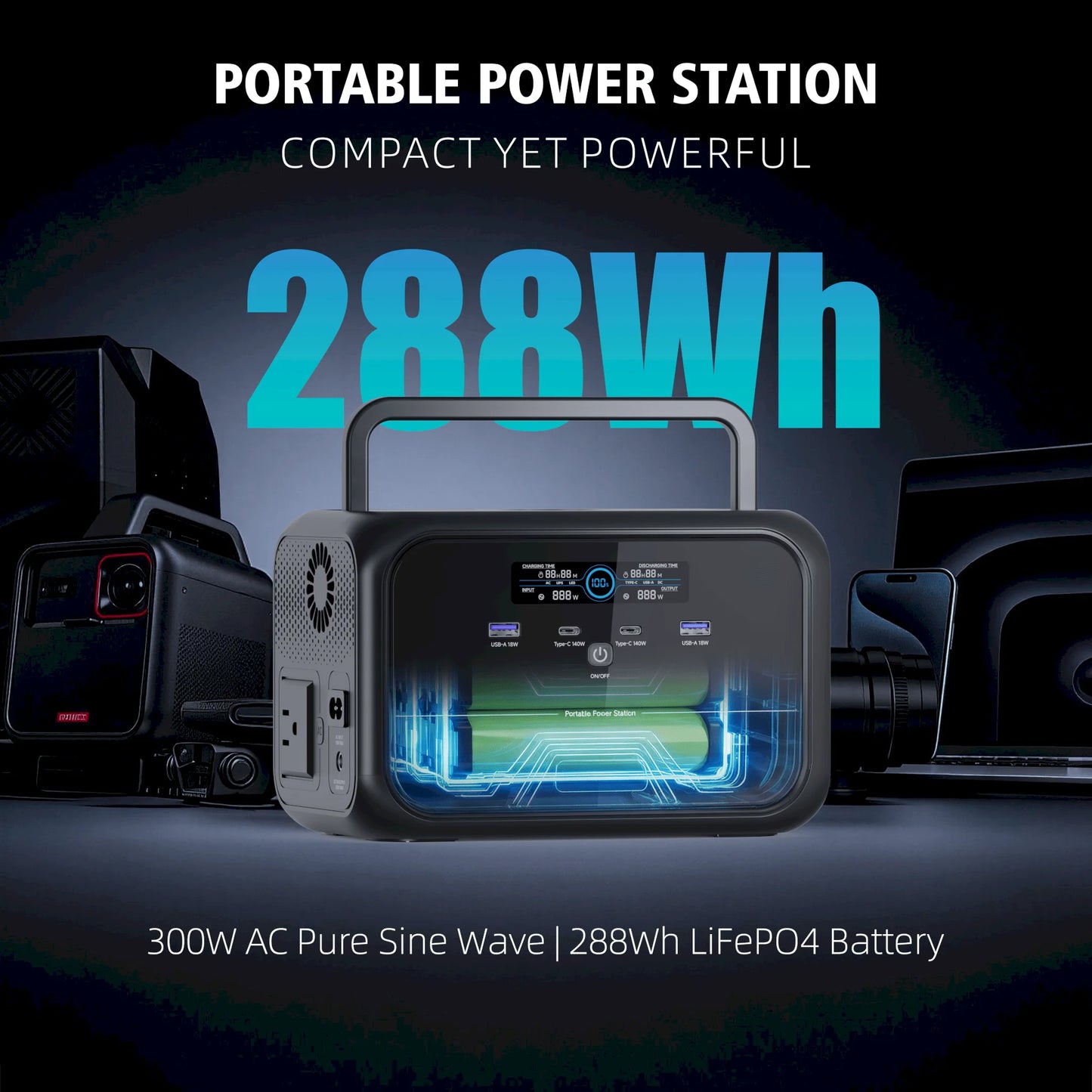 110V Camping Portable Power Station Ecoflow 300W Portable Power Supply Generator Compact And Lightweight Emergeny Power Supply