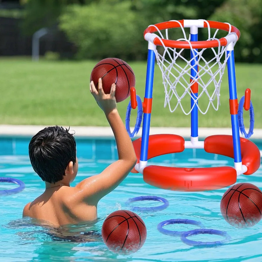 Pool Basketball Hoop Floating Basketball Hoop for Pool Toys for Birthday Gifts, Summer Outdoor Swimming Pools Party Favors, 2-i