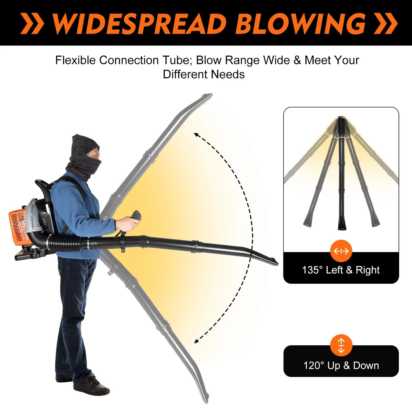 Bymaocar Gas Leaf Blower 63cc Two Stroke Backpack Yard Cleanup