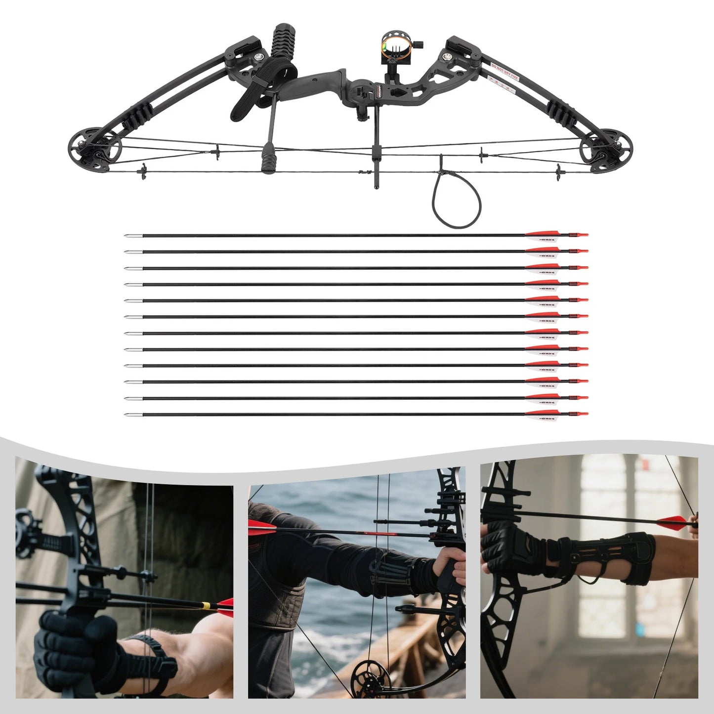 Right Hand Compound Bow Archery Arrows Set Hunting Bow with Draw Length 24-29.5' Draw Weight 30-55 Lbs 310 Fps