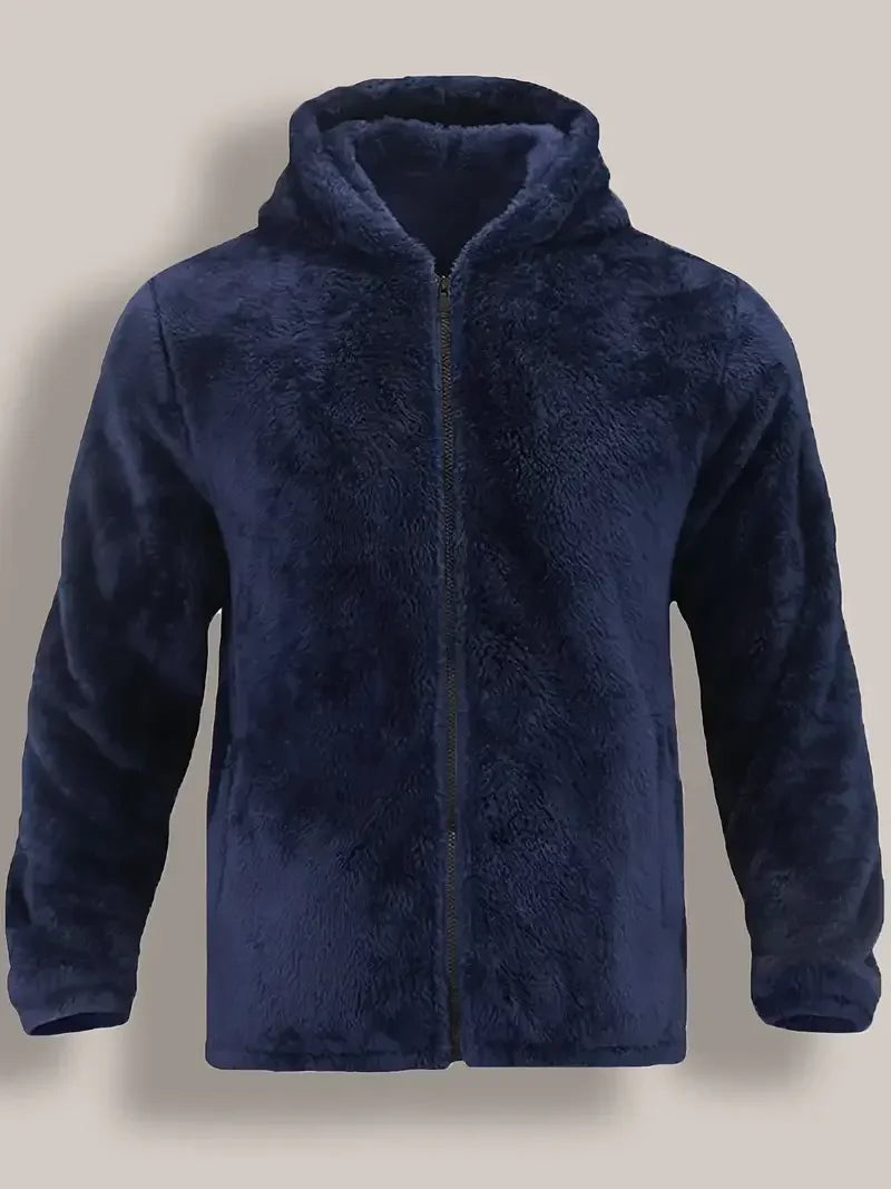 Men's Coral Fleece Jacket Hoodie Thickened Autumn Winter Warm Zipper Hooded New Arrival Comfortable Sweatshirt