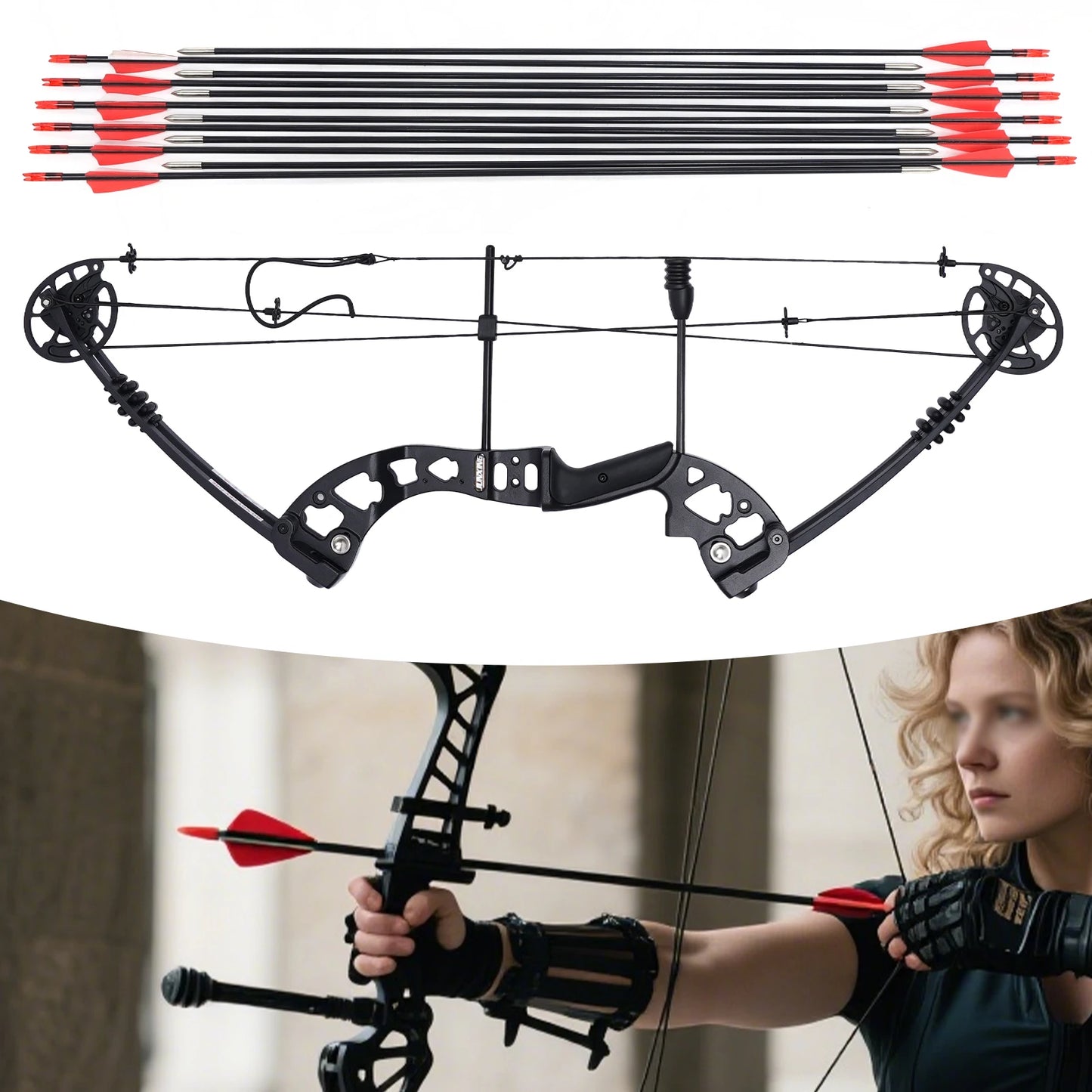 Right Hand Compound Bow Archery Arrows Set Hunting Bow with Draw Length 24-29.5' Draw Weight 30-55 Lbs 310 Fps