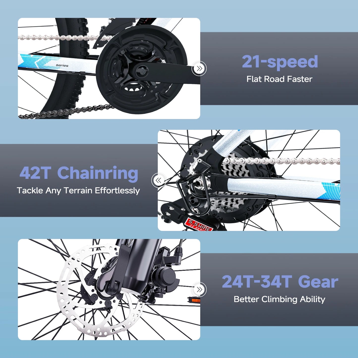 Electric Mountain Bike With 1000W Peak Motor For Adults