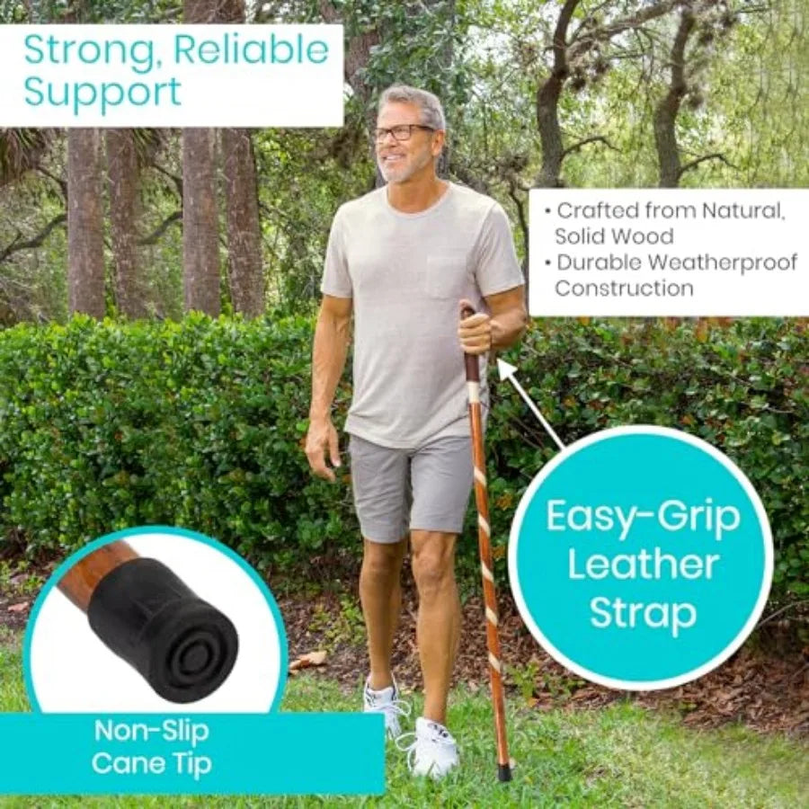 Wooden Walking Stick - Willow Cane for Seniors Hiking and Balance - Heavy Duty Carved Twisted Wood Sticks for Men and Women - S