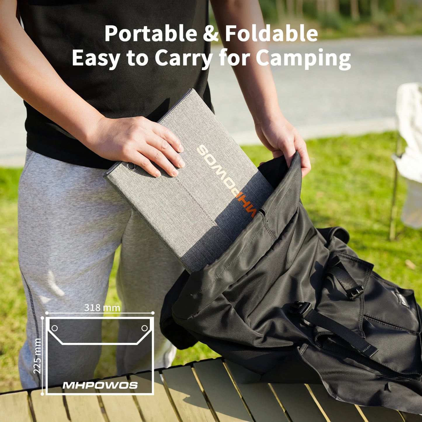 MHPOWOS 40W Foldable Solar Panel With 5V USB Charger For Outdoor Camping