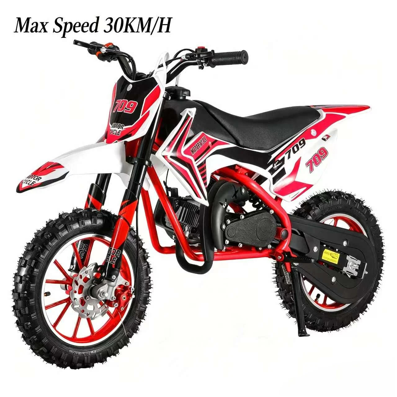 49cc 2-Stroke Kids Dirt Bike, Gas Power Motocross, Off Road Mini Motorcycle, Pocket Motorbike with Front Rear Disc Brakes