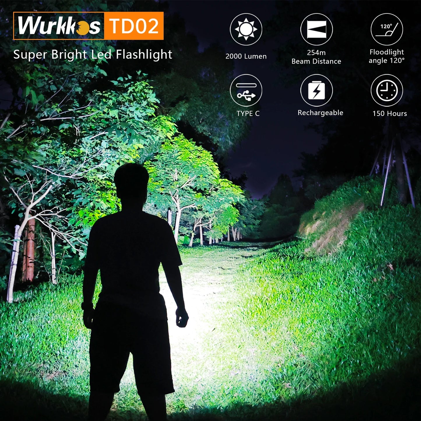 Wurkkos TD02 Flashlight 2000 Lumens Rechargeable Aluminum