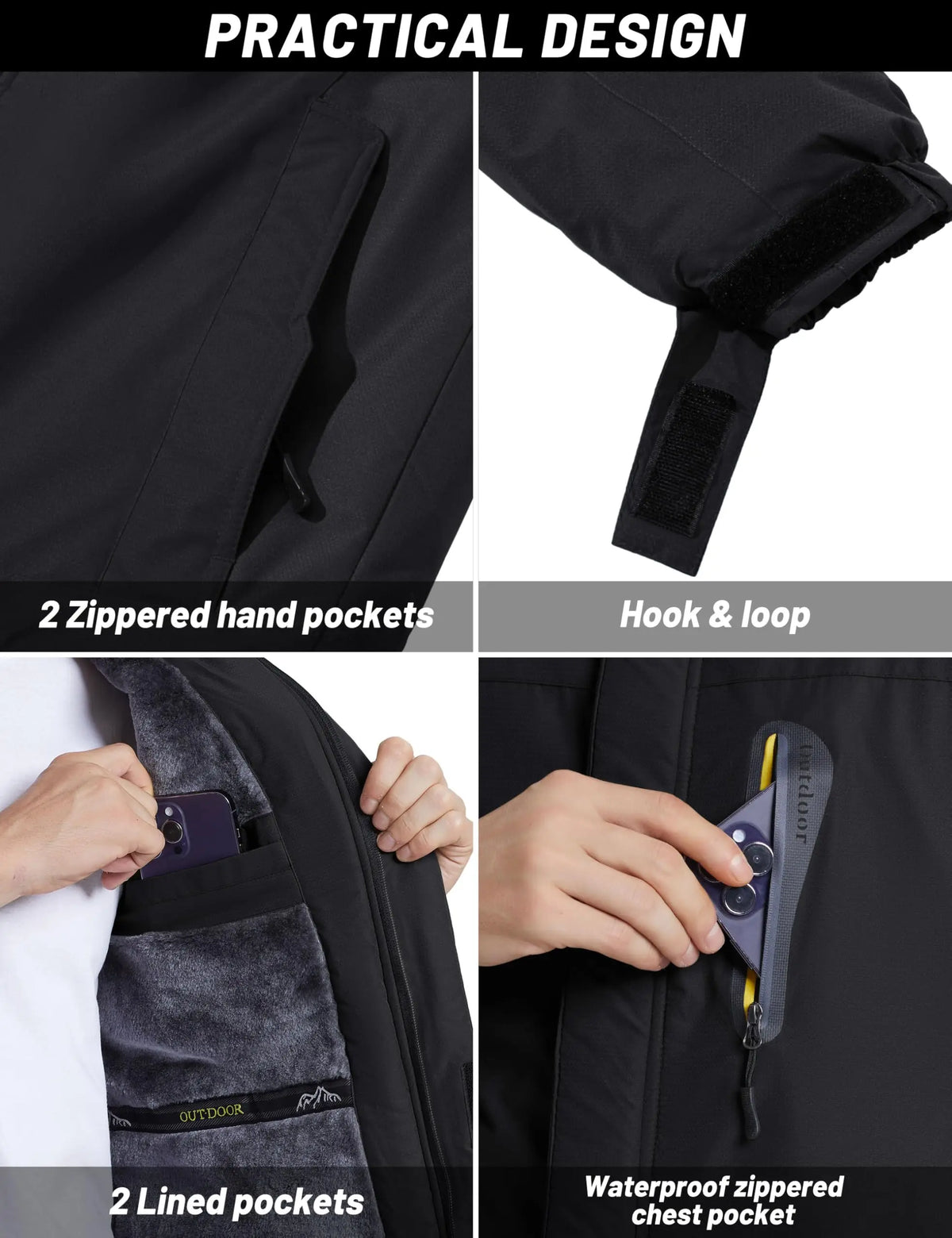 Cavva Mens Waterproof Fleece Lined Winter Parka With Removable Hood