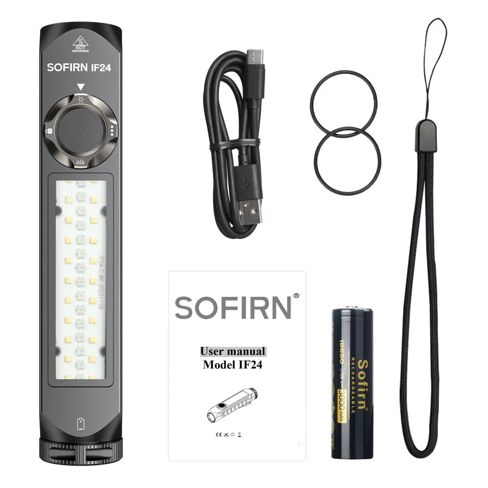 Clearance SOFIRN IF24 RGB Powerful 2000Lm Flashlight 18650 Rechargeable Rotary Switch Torch with Magnetic Tailcap for Outdoor